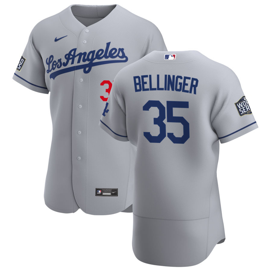 Los Angeles Dodgers #35 Cody Bellinger Men Nike Gray Road 2020 World Series Champions Authentic Team MLB Jersey->los angeles dodgers->MLB Jersey